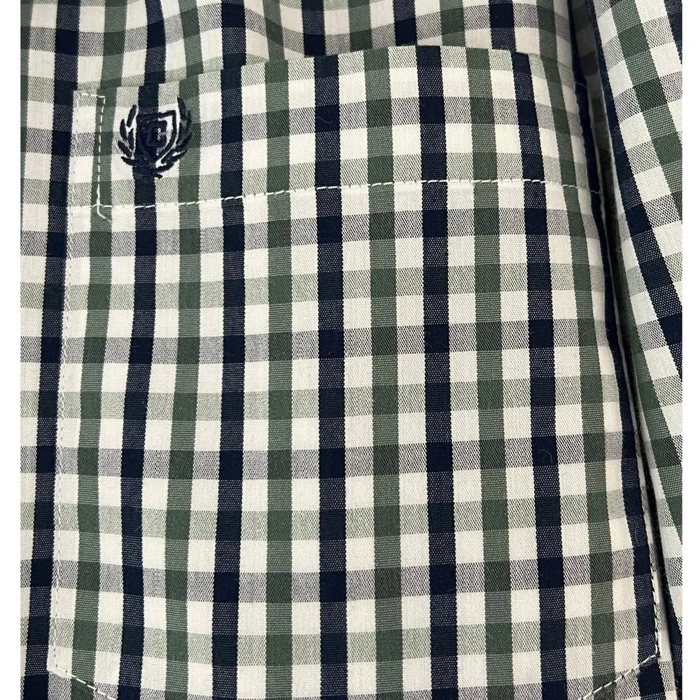 Chaps Mens Long Sleeve Gingham Button‎ Down Shirt LG Stretch Easy Care Casual